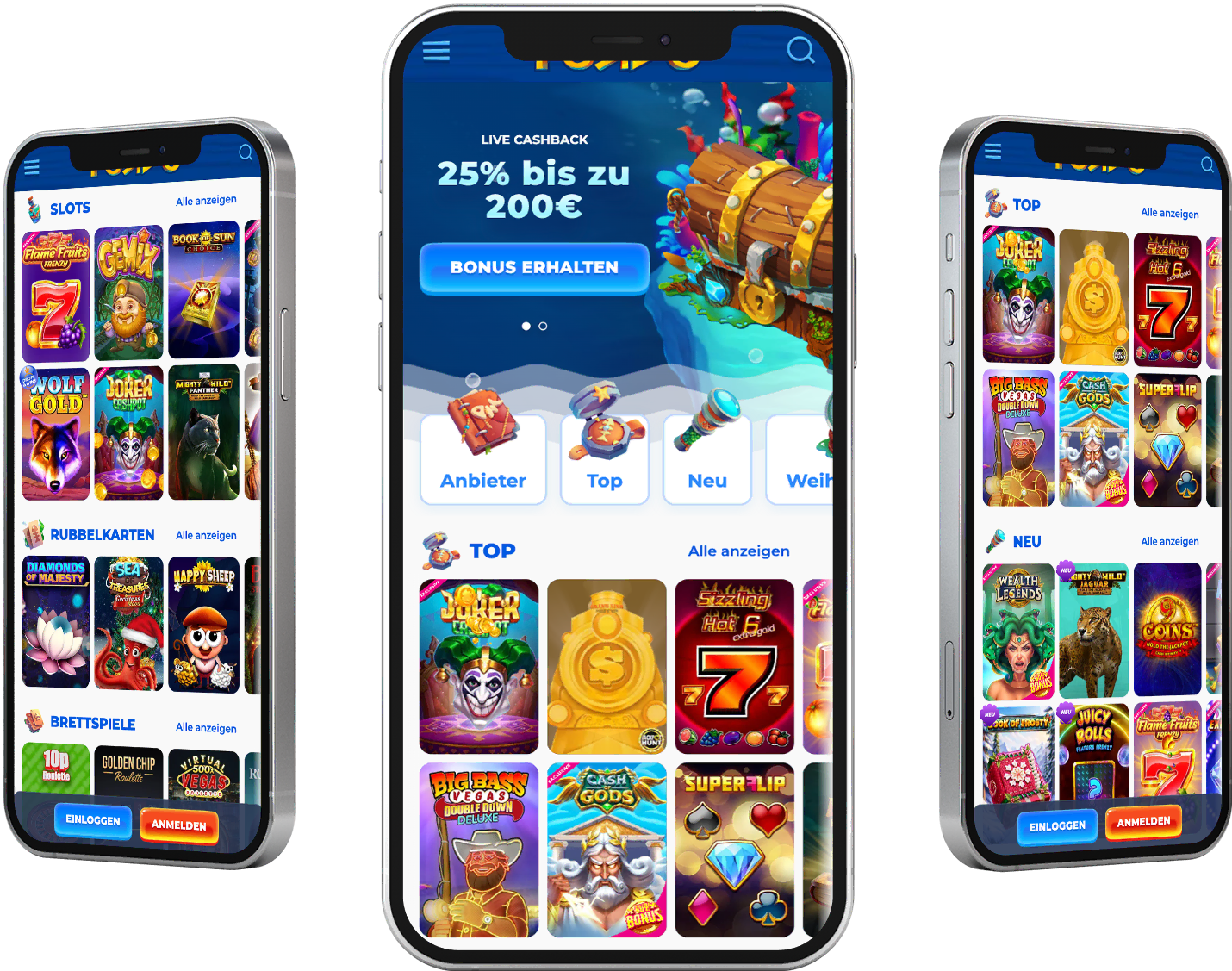 Interface der App und der Mobilen Version